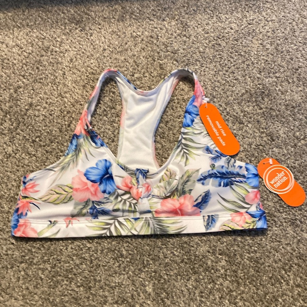 Wonder Nation floral swimsuit top, xl 14-16